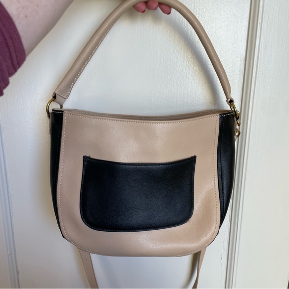 J. Crew Beige and Black Leather Crossbody Purse - Picture 6 of 9